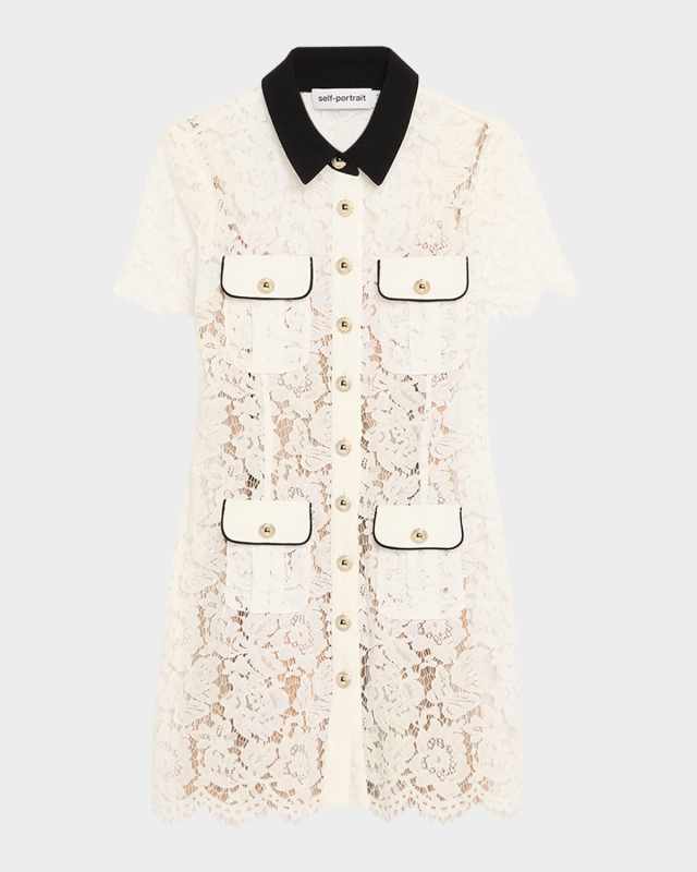 Floral Lace Mini Shirtdress